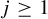 j greater than or equals 1