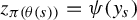 z Subscript pi left parenthesis theta left parenthesis s right parenthesis right parenthesis Baseline equals psi left parenthesis y Subscript s Baseline right parenthesis