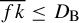 ModifyingAbove f k With quotation dash less than or equals upper D Subscript normal upper B