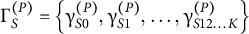 normal upper Gamma Subscript upper S Superscript left parenthesis upper P right parenthesis Baseline equals StartSet gamma Subscript upper S Baseline 0 Superscript left parenthesis upper P right parenthesis Baseline comma gamma Subscript upper S Baseline 1 Superscript left parenthesis upper P right parenthesis Baseline comma ellipsis comma gamma Subscript upper S Baseline 12 ellipsis upper K Superscript left parenthesis upper P right parenthesis Baseline EndSet