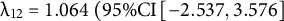 lamda Subscript 12 Baseline equals 1.064 left parenthesis 95 divided by upper C upper I left bracket negative 2.537 comma 3.576 right bracket