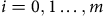 i equals 0 comma 1 ellipsis comma m