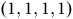 left parenthesis 1 comma 1 comma 1 comma 1 right parenthesis