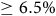 greater than or equals 6.5 percent sign