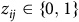 z Subscript i j Baseline element of StartSet 0 comma 1 EndSet