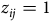 z Subscript i j Baseline equals 1