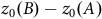 z 0 left parenthesis upper B right parenthesis minus z 0 left parenthesis upper A right parenthesis