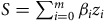 upper S equals sigma summation Underscript i equals 0 Overscript m Endscripts beta Subscript i Baseline z Subscript i