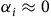alpha Subscript i Baseline almost equals 0