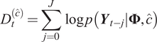 Dtc ̂ equals sigma summation j equals 0 JlogpYt minus j upper Phi c ̂