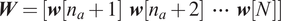 upper W equals wna plus 1 wna plus 2 midline horizontal ellipsis wN