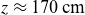 z almost equals 170 normal c normal m