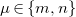 mu element of StartSet m comma n EndSet