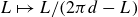upper L right arrow from bar upper L divided by left parenthesis 2 pi d minus upper L right parenthesis