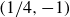 left parenthesis 1 divided by 4 comma negative 1 right parenthesis