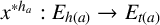x Superscript asterisk h Super Subscript a Superscript Baseline colon upper E Subscript h left parenthesis a right parenthesis Baseline right arrow upper E Subscript t left parenthesis a right parenthesis Baseline