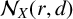 script upper N Subscript upper X Baseline left parenthesis r comma d right parenthesis