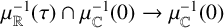 mu Subscript double struck upper R Superscript negative 1 Baseline left parenthesis tau right parenthesis intersection mu Subscript double struck upper C Superscript negative 1 Baseline left parenthesis 0 right parenthesis right arrow mu Subscript double struck upper C Superscript negative 1 Baseline left parenthesis 0 right parenthesis