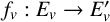 f Subscript v Baseline colon upper E Subscript v Baseline right arrow upper E prime Subscript v