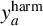 y Subscript a Superscript harm