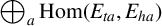 circled plus Underscript a Endscripts hom left parenthesis upper E Subscript t a Baseline comma upper E Subscript h a Baseline right parenthesis