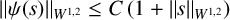 StartMetric psi left parenthesis s right parenthesis EndMetric Subscript upper W Sub Superscript 1 comma 2 Baseline less than or equals upper C left parenthesis 1 plus StartMetric s EndMetric Subscript upper W Sub Superscript 1 comma 2 Subscript Baseline right parenthesis