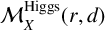 script upper M Subscript upper X Superscript Higgs Baseline left parenthesis r comma d right parenthesis