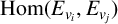 hom left parenthesis upper E Subscript v Sub Subscript i Subscript Baseline comma upper E Subscript v Sub Subscript j Subscript Baseline right parenthesis