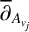 ModifyingAbove partial differential With quotation dash Subscript upper A Sub Subscript v Sub Sub Subscript j Baseline