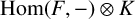 hom left parenthesis upper F comma minus right parenthesis circled times upper K