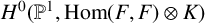 upper H Superscript 0 Baseline left parenthesis double struck upper P Superscript 1 Baseline comma hom left parenthesis upper F comma upper F right parenthesis circled times upper K right parenthesis