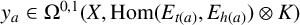 y Subscript a Baseline element of normal upper Omega Superscript 0 comma 1 Baseline left parenthesis upper X comma hom left parenthesis upper E Subscript t left parenthesis a right parenthesis Baseline comma upper E Subscript h left parenthesis a right parenthesis Baseline right parenthesis circled times upper K right parenthesis