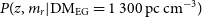 upper P left parenthesis z comma m Subscript r Baseline vertical bar normal upper D normal upper M Subscript normal upper E normal upper G Baseline equals 1 300 normal p normal c normal c normal m Superscript negative 3 Baseline right parenthesis