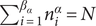 sigma summation i equals 1 beta alpha ni alpha equals upper N