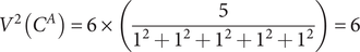 upper V 2 CA equals 6 times 512 plus 12 plus 12 plus 12 plus 12 equals 6
