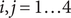 i comma j equals 1 ellipsis 4