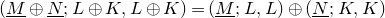 left parenthesis upper M underbar circled plus upper N underbar semicolon upper L circled plus upper K comma upper L circled plus upper K right parenthesis equals left parenthesis upper M underbar semicolon upper L comma upper L right parenthesis circled plus left parenthesis upper N underbar semicolon upper K comma upper K right parenthesis