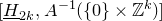 left bracket upper H underbar Subscript 2 k Baseline comma upper A Superscript negative 1 Baseline left parenthesis StartSet 0 EndSet times double struck upper Z Superscript k Baseline right parenthesis right bracket