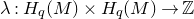 lamda colon upper H Subscript q Baseline left parenthesis upper M right parenthesis times upper H Subscript q Baseline left parenthesis upper M right parenthesis right arrow double struck upper Z