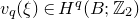 v Subscript q Baseline left parenthesis xi right parenthesis element of upper H Superscript q Baseline left parenthesis upper B semicolon double struck upper Z 2 right parenthesis