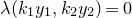 lamda left parenthesis k 1 y 1 comma k 2 y 2 right parenthesis equals 0