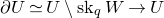 partial differential upper U asymptotically equals upper U minus normal s normal k Subscript q Baseline upper W right arrow upper U