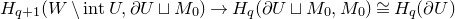 upper H Subscript q plus 1 Baseline left parenthesis upper W minus normal i normal n normal t upper U comma partial differential upper U square cup upper M 0 right parenthesis right arrow upper H Subscript q Baseline left parenthesis partial differential upper U square cup upper M 0 comma upper M 0 right parenthesis approximately equals upper H Subscript q Baseline left parenthesis partial differential upper U right parenthesis