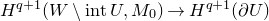 upper H Superscript q plus 1 Baseline left parenthesis upper W minus normal i normal n normal t upper U comma upper M 0 right parenthesis right arrow upper H Superscript q plus 1 Baseline left parenthesis partial differential upper U right parenthesis