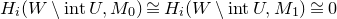 upper H Subscript i Baseline left parenthesis upper W minus normal i normal n normal t upper U comma upper M 0 right parenthesis approximately equals upper H Subscript i Baseline left parenthesis upper W minus normal i normal n normal t upper U comma upper M 1 right parenthesis approximately equals 0