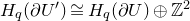 upper H Subscript q Baseline left parenthesis partial differential upper U Superscript prime Baseline right parenthesis approximately equals upper H Subscript q Baseline left parenthesis partial differential upper U right parenthesis circled plus double struck upper Z squared