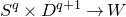 upper S Superscript q Baseline times upper D Superscript q plus 1 Baseline right arrow upper W
