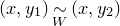 left parenthesis x comma y 1 right parenthesis tilde Underscript upper W Endscripts left parenthesis x comma y 2 right parenthesis