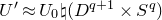 upper U prime almost equals upper U 0 normal ♮ left parenthesis upper D Superscript q plus 1 Baseline times upper S Superscript q Baseline right parenthesis