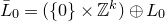upper L overbar Subscript 0 Baseline equals left parenthesis StartSet 0 EndSet times double struck upper Z Superscript k Baseline right parenthesis circled plus upper L 0